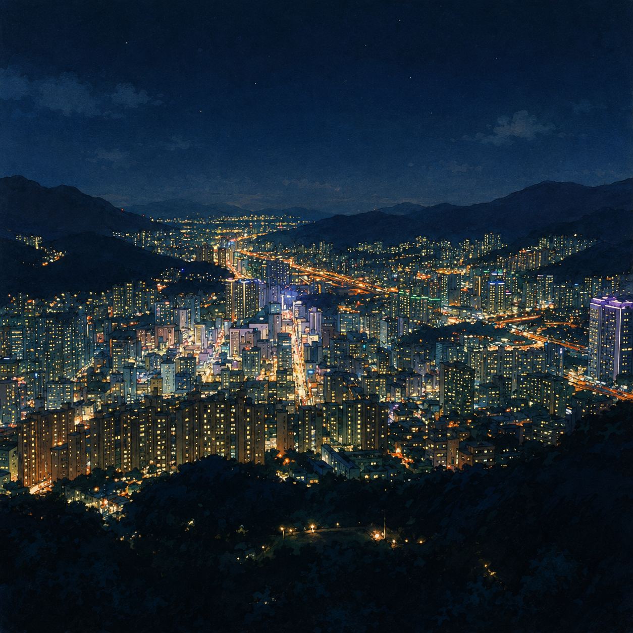 별빛과 도시의 불빛이 만나는 황령산봉수대