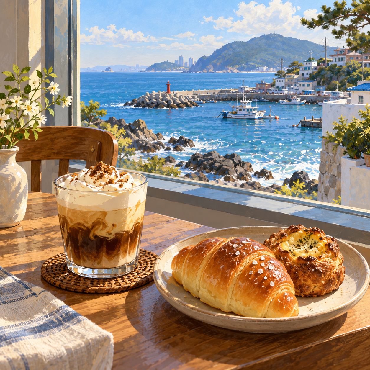 釜山リベルタ青沙浦店、海を眺めながら休めるベーカリーカフェ