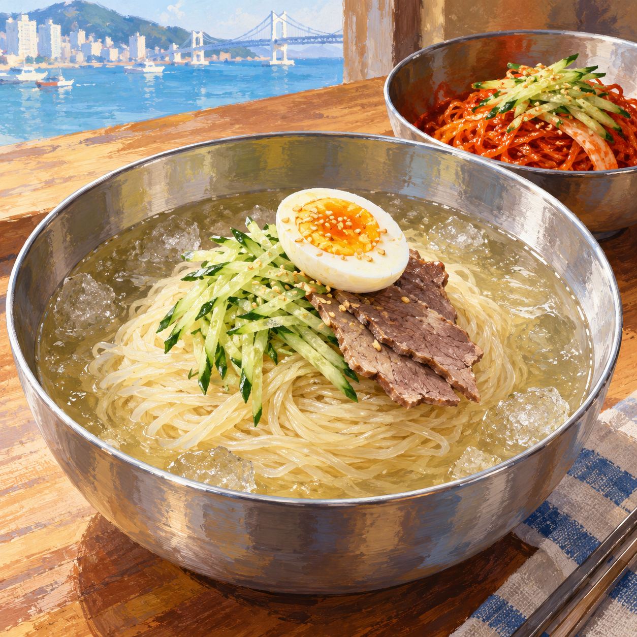 부산 국제밀면 본점, 물밀면과 비빔밀면 한 그릇
