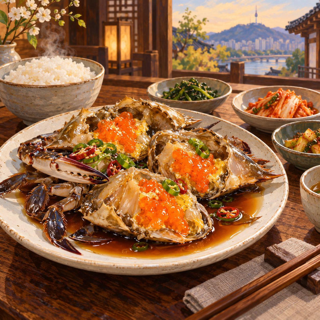 Pro Soy Crab Sinsa Main Branch, Seoul - Enjoying Crab and Rice