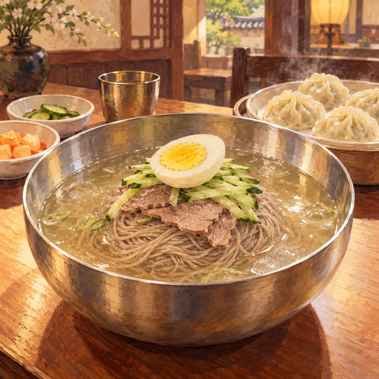 ソウル 平壌麺屋 長忠本店、冷麺と餃子を選ぶ一食