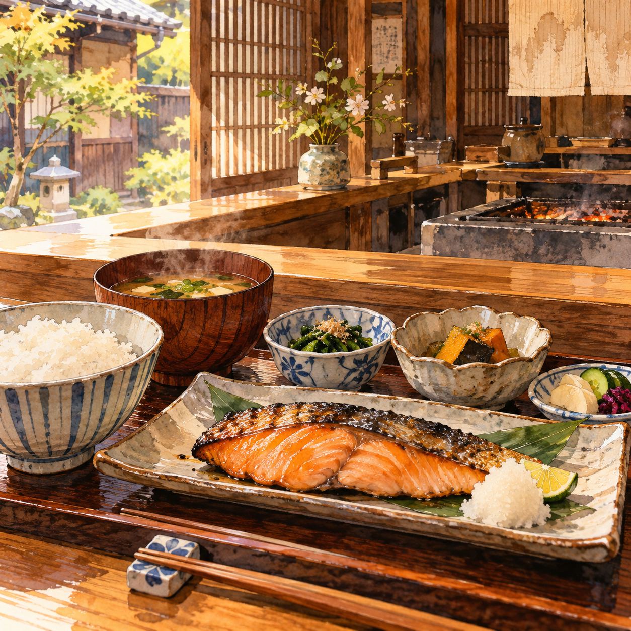 京都の鮭朝食・ロースタリー・錦市場